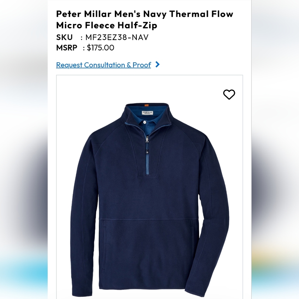 Peter Millar Navy Fleece quarter zip pullover. Size XL